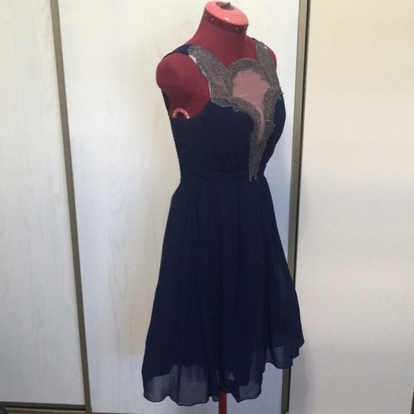 Little Mistress navy blue lace dress Size US 4 - Picture 5 of 6